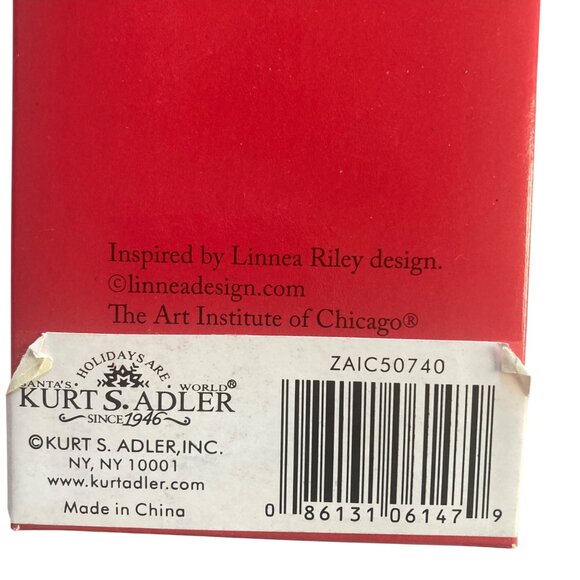 Vintage Kurt Adler Linnea Riley Glass Gray Cat Scarf Ornament Art Inst Chicago - Picture 4 of 7